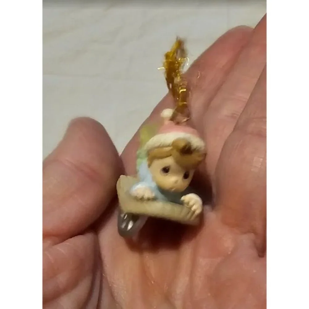 Precious Moments Mini Christmas Ornament Sled Boy Heirloom Enesco 2000 Vintage